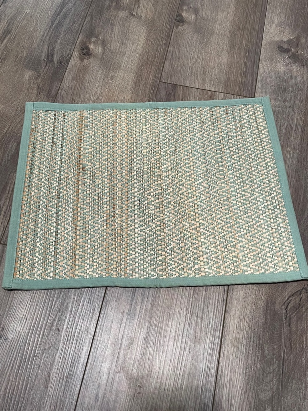 Sonoma Woven Dining Place Mat in Aqua Trim and Natural Weave